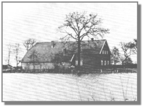 So sah es früher fast überall aus: Der Hof Hellmers in Ubbehausen war völlig von Wasser umgeben. Aufnahme vom 30.3.1951 Zur Verfügung gestellt von Hilda Schmidt, Osterhörn