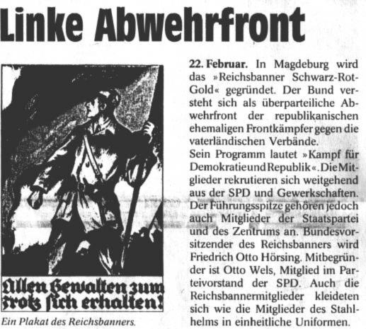 Grndung des Reichsbanners am 22.2.1924 in Magdeburg