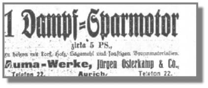 Anzeige aus dem Leerer Anzeigenblatt vom 2. Juni 1925